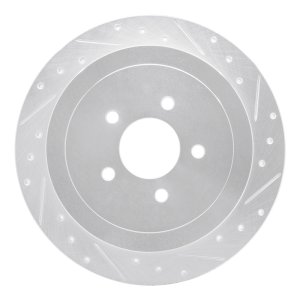 Lincoln Town Car Brake Rotor (1) - Rear Right - R1 Concepts - Drilled & Slotted - Silver - `03-`11